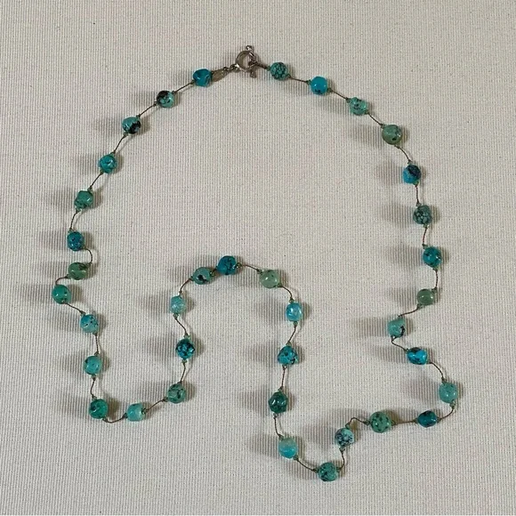MARGO MORRISON TURQUOISE NECKLACE 36” HANDMADE